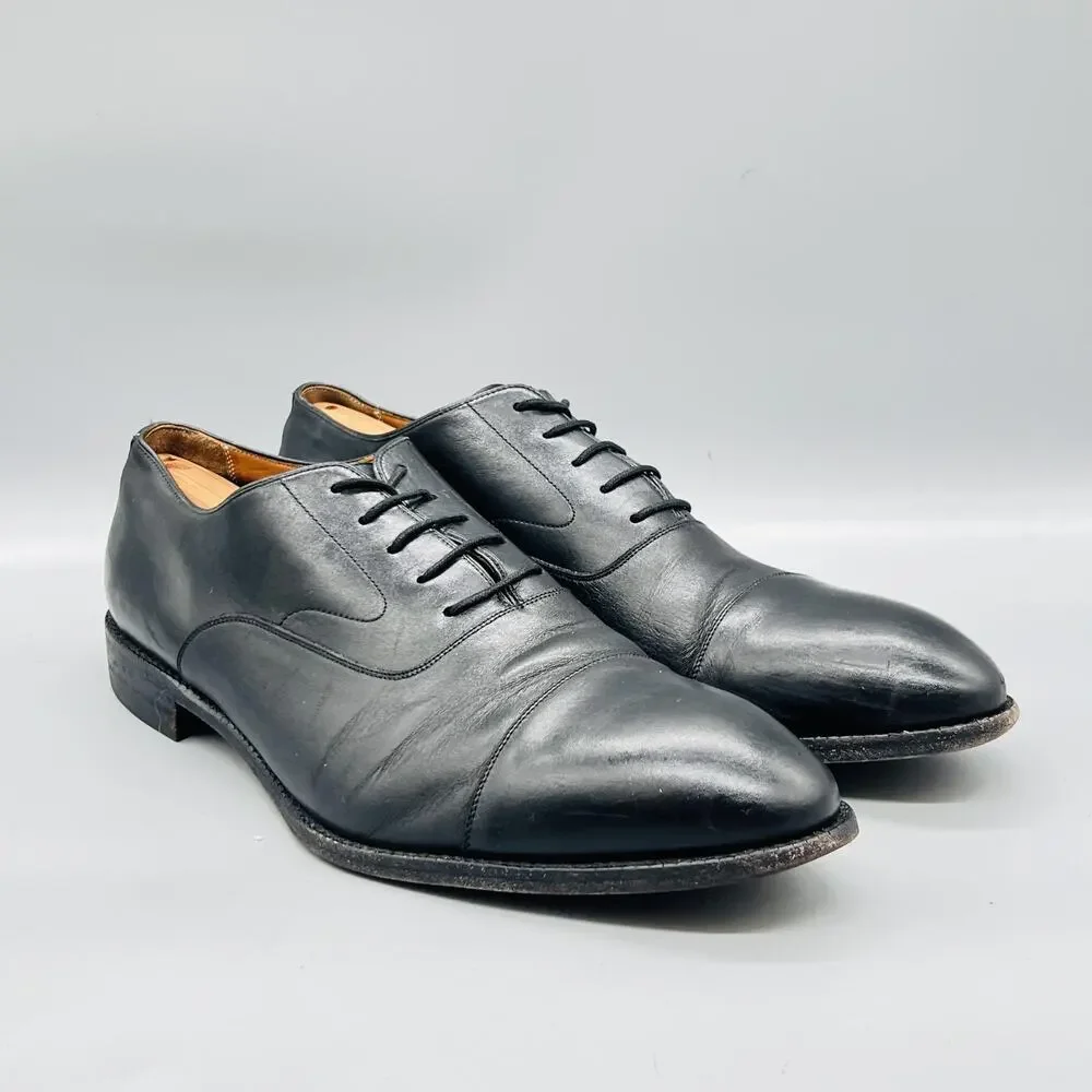 Beckett Simonon Shoes Mens 14 Black Leather Cap Toe Lace Up Oxford Dress Formal